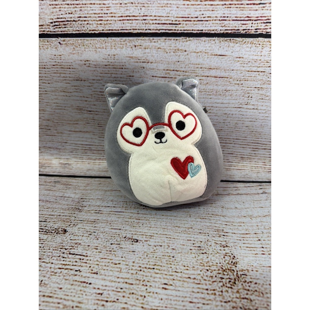 4" Squishmallow Ryan the Husky Valentine's Day Heart Glasses Mini Plush